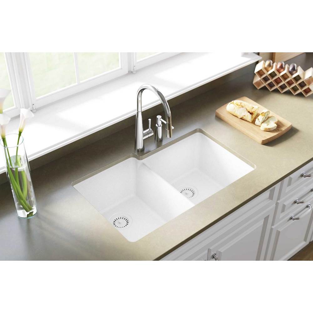 Quartz Classic 33'' x 20-1/2'' x 9-1/2'' Double Bowl Undermount Sink, Black