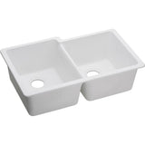 Elkay - Quartz Classic 33'' x 20-1/2'' x 9-1/2'' Double Bowl Undermount Sink, White - White
