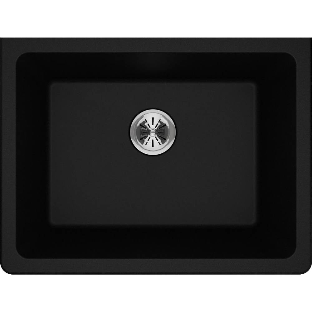 Quartz Classic 25'' x 18-1/2'' x 11-13/16'' Undermount Laundry Sink with Perfect Drain, Black