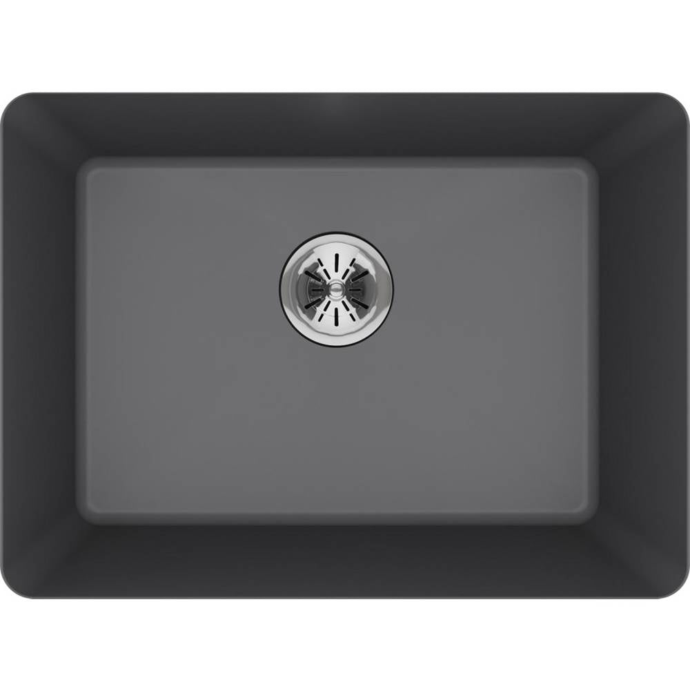 Quartz Classic 25'' x 18-1/2'' x 11-13/16'' Undermount Laundry Sink with Perfect Drain, Black