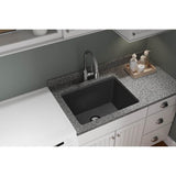 Quartz Classic 25'' x 18-1/2'' x 11-13/16'' Undermount Laundry Sink with Perfect Drain, Black