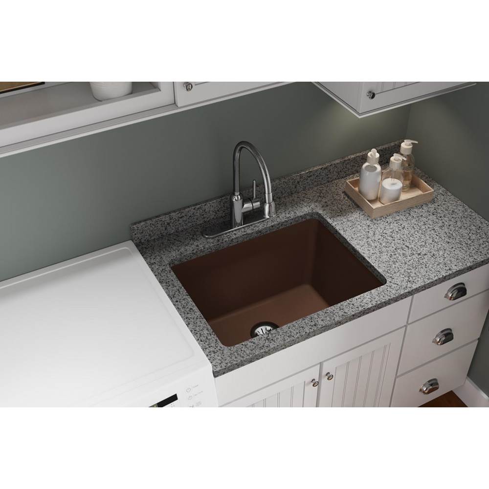 Quartz Classic 25'' x 18-1/2'' x 11-13/16'' Undermount Laundry Sink with Perfect Drain, Black