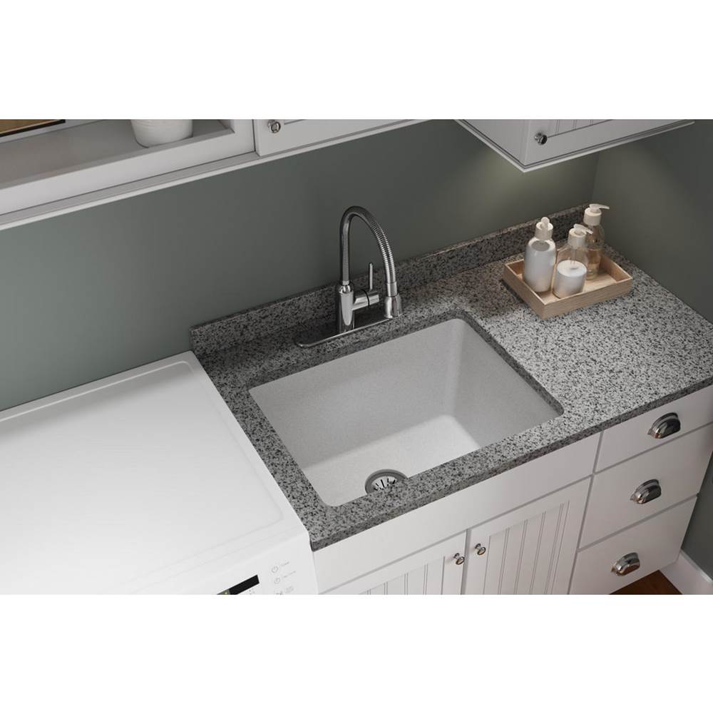 Quartz Classic 25'' x 18-1/2'' x 11-13/16'' Undermount Laundry Sink with Perfect Drain, Black