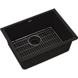 Elkay - Quartz Classic 24-5/8'' x 18-1/2'' x 9-1/2'', Single Bowl Undermount Sink Kit, Black - Black