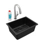 Elkay - Quartz Classic 24-5/8'' x 18-1/2'' x 9-1/2'', Single Bowl Undermount Sink Kit with Filtered Faucet, Black - Black