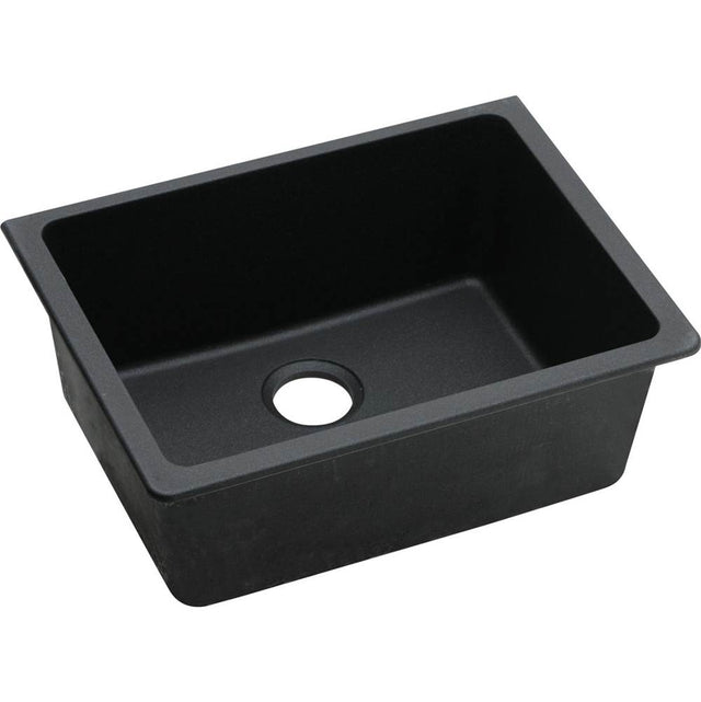 Elkay - Quartz Classic 24-5/8'' x 18-1/2'' x 9-1/2'' Single Bowl Undermount Sink, Black - Black