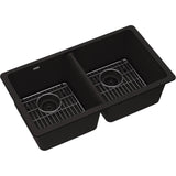 Elkay - Quartz Classic 33'' x 18-1/2'' x 9-1/2'', Equal Double Bowl Undermount Sink Kit, Black - Black
