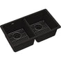 Elkay - Quartz Classic 33'' x 18-1/2'' x 9-1/2'', Equal Double Bowl Undermount Sink Kit, Black - Black