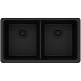 Quartz Classic 33'' x 18-1/2'' x 9-1/2'' Double Bowl Undermount Sink, Black