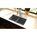 Quartz Classic 33'' x 18-1/2'' x 9-1/2'' Double Bowl Undermount Sink, Black