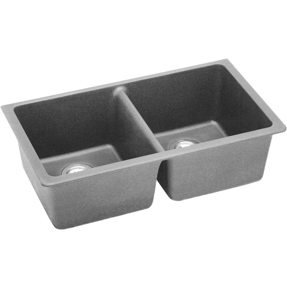 Elkay - Quartz Classic 33'' x 18-1/2'' x 9-1/2'' Double Bowl Undermount Sink, Greystone - Greystone