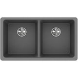 Quartz Classic 33'' x 18-1/2'' x 9-1/2'' Double Bowl Undermount Sink, Black