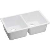 Elkay - Quartz Classic 33'' x 18-1/2'' x 9-1/2'' Double Bowl Undermount Sink, White - White