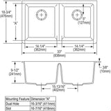 Quartz Classic 33'' x 18-1/2'' x 9-1/2'' Double Bowl Undermount Sink, Black