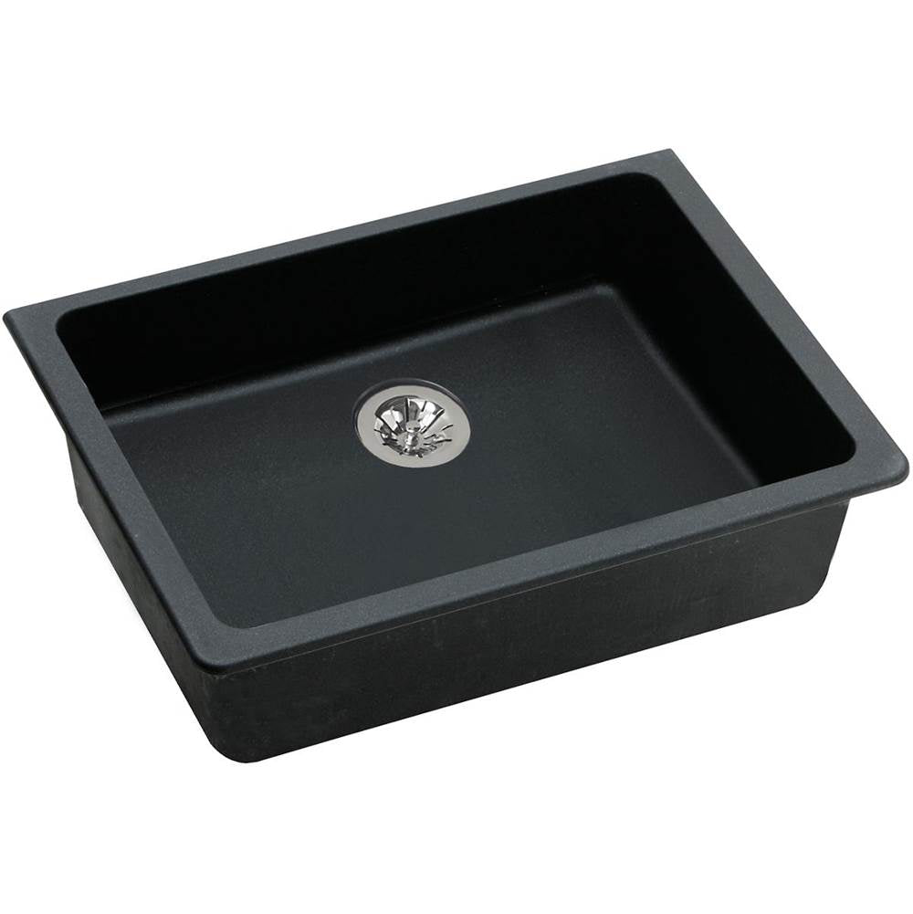 Elkay - Quartz Classic 25'' x 18-1/2'' x 5-1/2'' Undermount ADA Sink with Perfect Drain, Black - Black