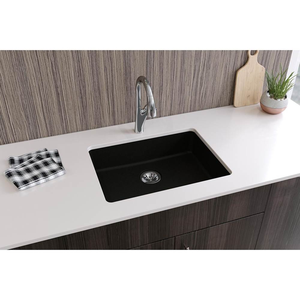 Quartz Classic 25'' x 18-1/2'' x 5-1/2'' Undermount ADA Sink with Perfect Drain, Black