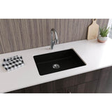 Quartz Classic 25'' x 18-1/2'' x 5-1/2'' Undermount ADA Sink with Perfect Drain, Black