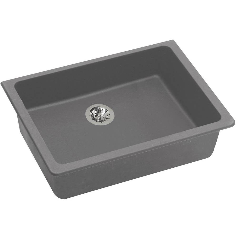 Elkay - Quartz Classic 25'' x 18-1/2'' x 5-1/2'' Undermount ADA Sink with Perfect Drain, Greystone - Greystone