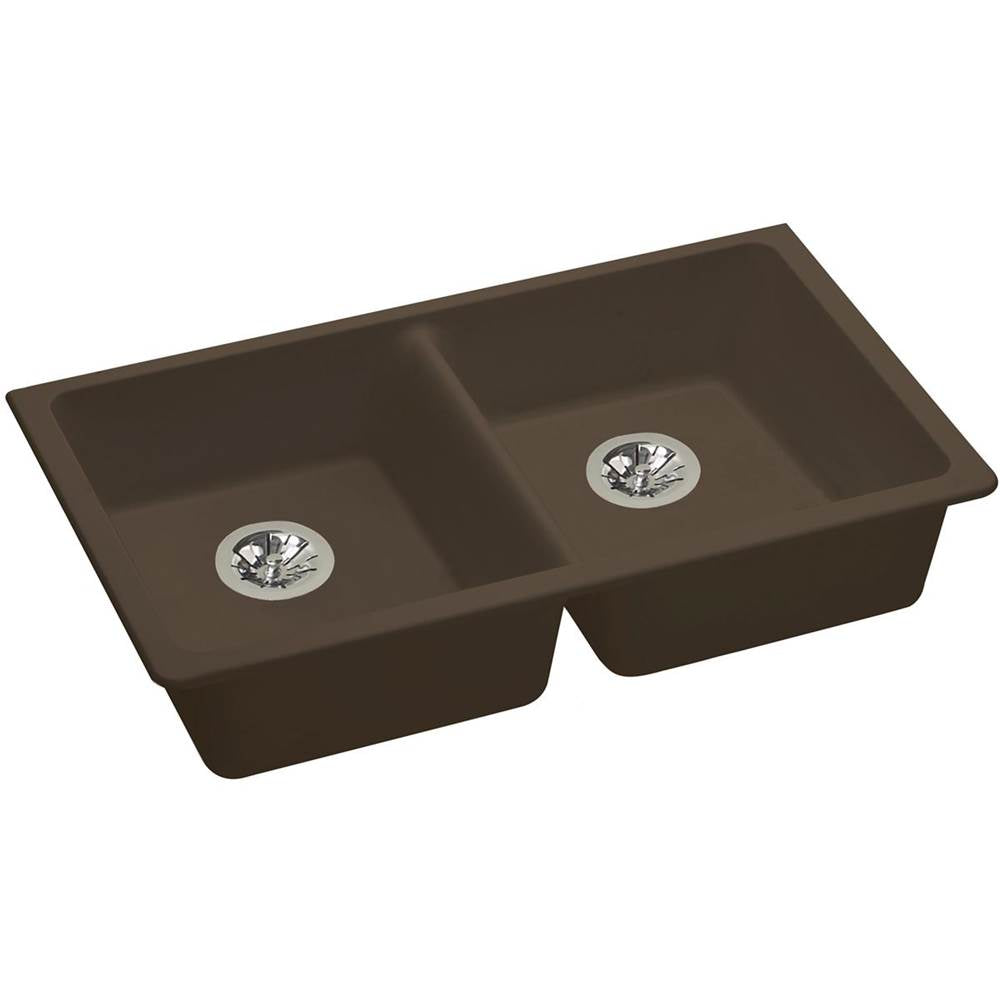 Elkay - Quartz Classic 33'' x 18-1/2'' x 5-1/2'' Undermount ADA Sink with Perfect Drain, Mocha - Mocha