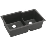 Elkay - Quartz Classic 33'' x 20-1/2'' x 9-1/2'' Double Bowl Undermount Sink with Aqua Divide, Black - Black