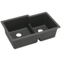 Elkay - Quartz Classic 33'' x 20-1/2'' x 9-1/2'' Double Bowl Undermount Sink with Aqua Divide, Black - Black