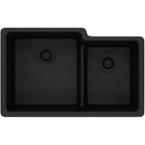 Quartz Classic 33'' x 20-1/2'' x 9-1/2'' Double Bowl Undermount Sink with Aqua Divide, Black