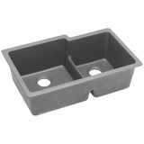 Elkay - Quartz Classic 33'' x 20-1/2'' x 9-1/2'' Double Bowl Undermount Sink with Aqua Divide, Greystone - Greystone