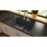 Quartz Classic 33'' x 20-1/2'' x 9-1/2'' Double Bowl Undermount Sink with Aqua Divide, Black