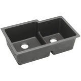 Elkay - Quartz Classic 33'' x 20-1/2'' x 9-1/2'' Double Bowl Undermount Sink with Aqua Divide, Dusk Gray - Dusk Gray