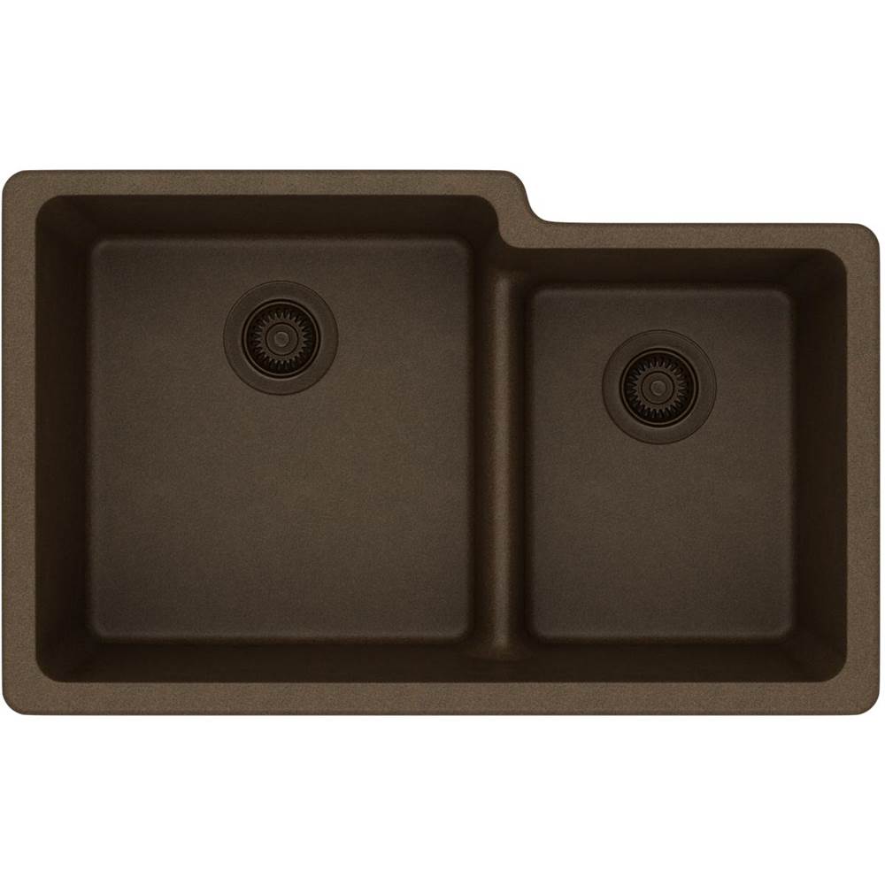 Quartz Classic 33'' x 20-1/2'' x 9-1/2'' Double Bowl Undermount Sink with Aqua Divide, Black