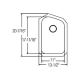 18 Gauge Stainless Steel 13.5'' x 20.4375'' x 9'' Single Bowl Undermount Kitchen Sink Kit