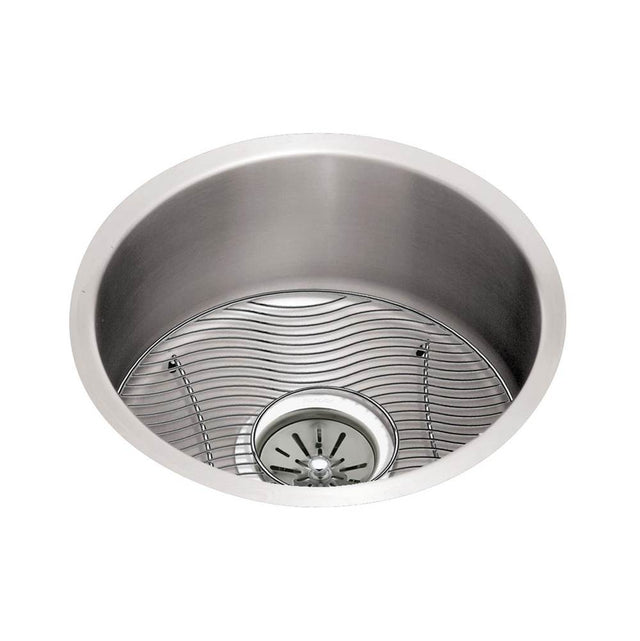 Elkay - 18 Gauge Stainless Steel 14.375'' x 14.375'' x 6'' Single Bowl Undermount Kitchen Sink Kit - Lustrous Satin