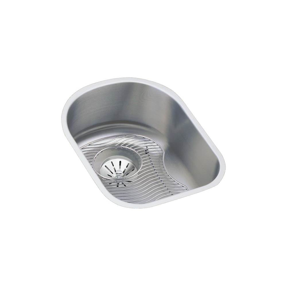 Elkay - 18 Gauge Stainless Steel 14'' x 17.5'' x 7.5'' Single Bowl Undermount Kitchen Sink Kit - Lustrous Satin