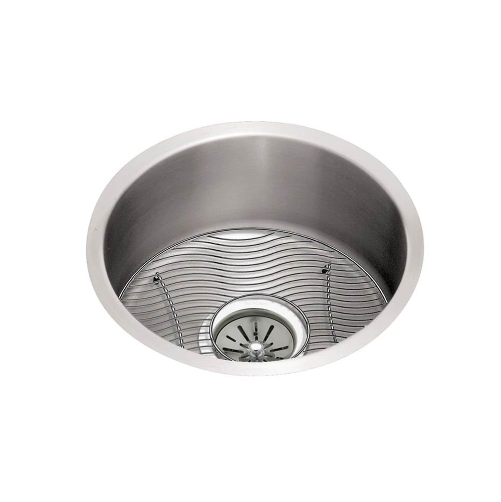 Elkay - 18 Gauge Stainless Steel 18.375'' x 18.375'' x 8'' Single Bowl Undermount Kitchen Sink Kit - Lustrous Satin