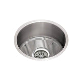 Elkay - 18 Gauge Stainless Steel 18.375'' x 18.375'' x 8'' Single Bowl Undermount Kitchen Sink Kit - Lustrous Satin