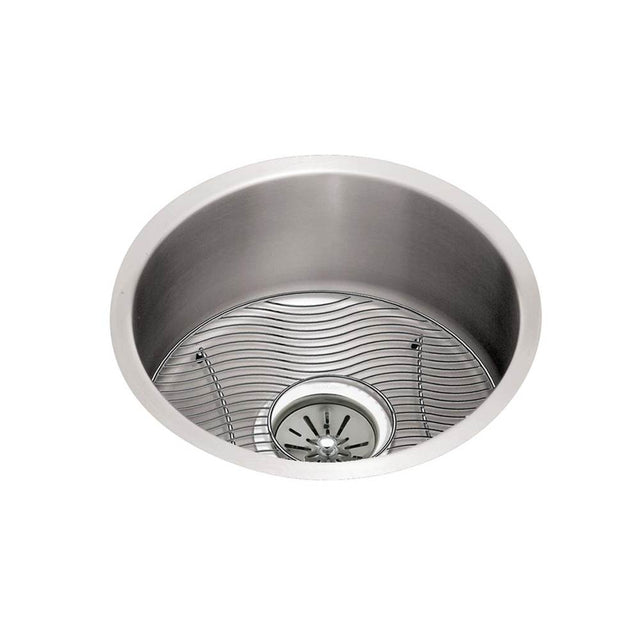 Elkay - 18 Gauge Stainless Steel 18.375'' x 18.375'' x 8'' Single Bowl Undermount Kitchen Sink Kit - Lustrous Satin