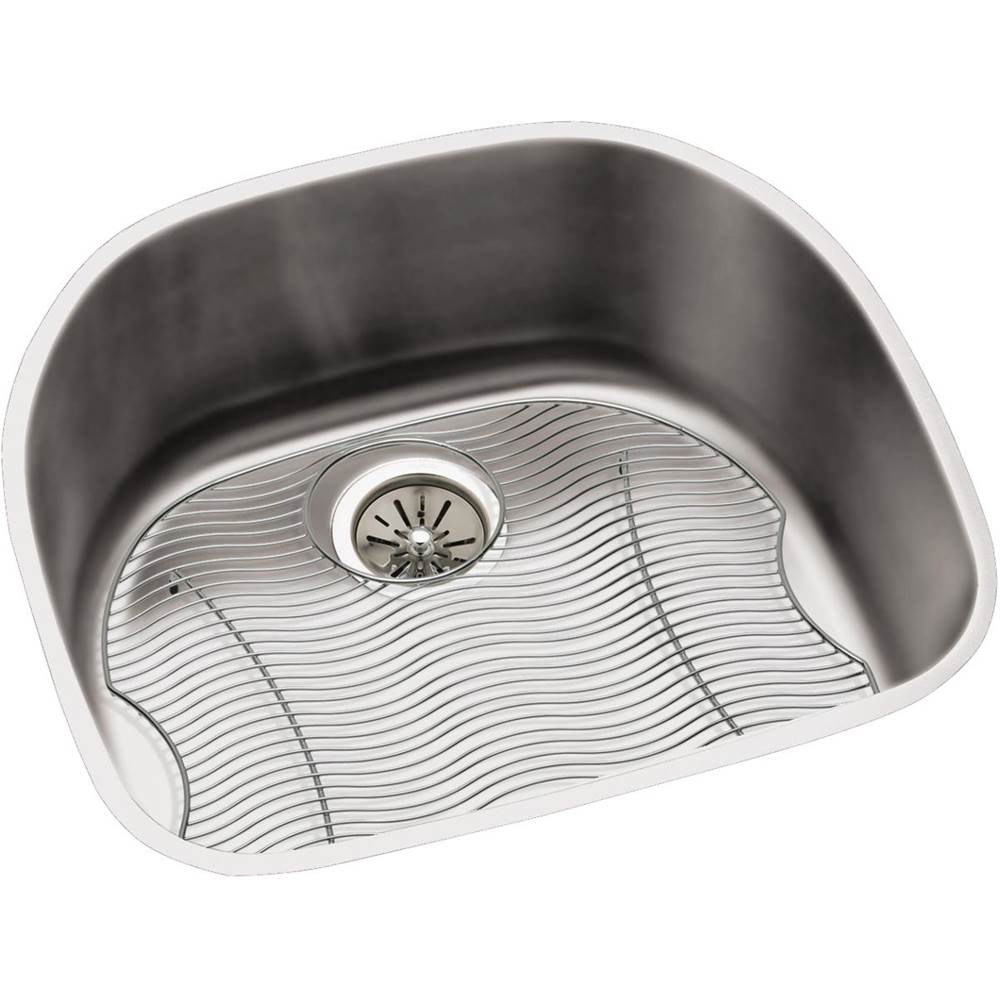 Elkay - 18 Gauge Stainless Steel 23.625'' x 21.25'' x 10'' Single Bowl Undermount Kitchen Sink Kit - Lustrous Satin