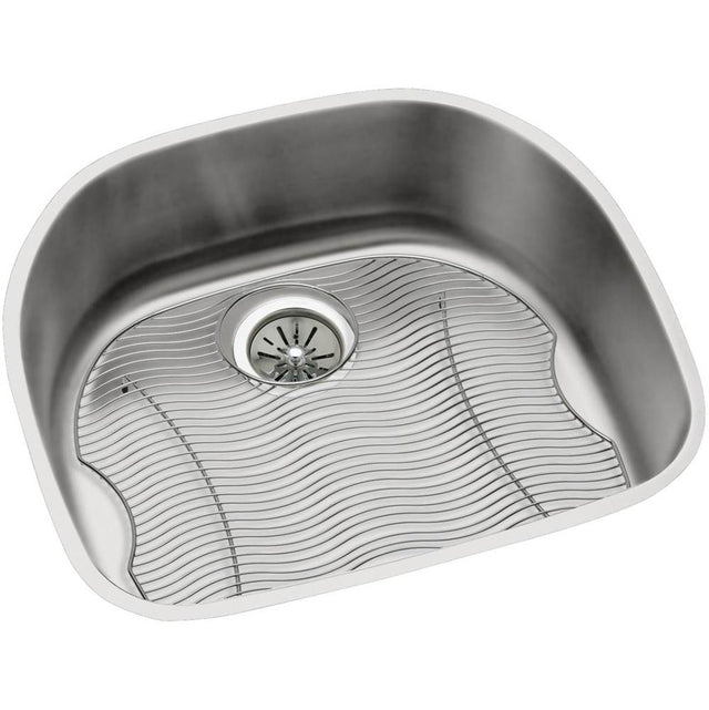 Elkay - 18 Gauge Stainless Steel 23.625'' x 21.25'' x 7.5'' Single Bowl Undermount Kitchen Sink Kit - Lustrous Satin