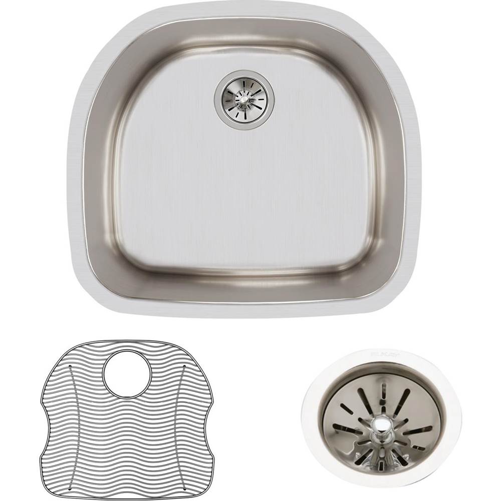 18 Gauge Stainless Steel 23.625'' x 21.25'' x 7.5'' Single Bowl Undermount Kitchen Sink Kit