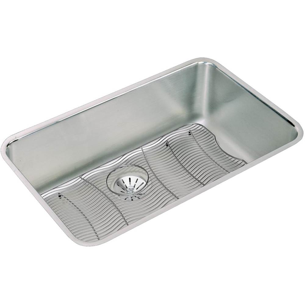 Elkay - 18 Gauge Stainless Steel 30.5'' x 18.5'' x 10'' Single Bowl Undermount Kitchen Sink Kit - Lustrous Satin
