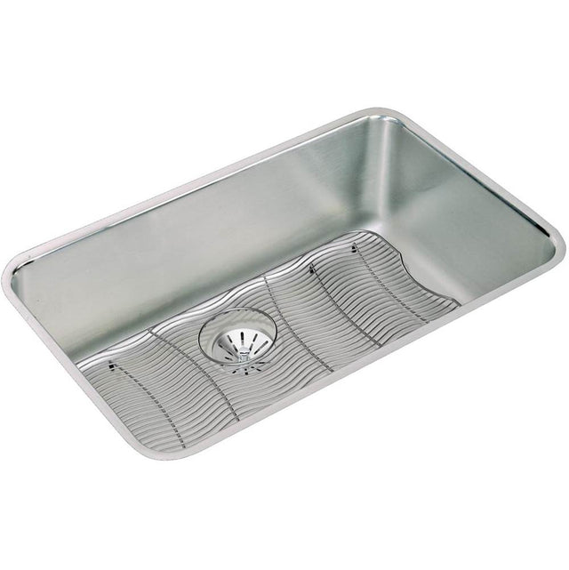 Elkay - 18 Gauge Stainless Steel 30.5'' x 18.5'' x 10'' Single Bowl Undermount Kitchen Sink Kit - Lustrous Satin