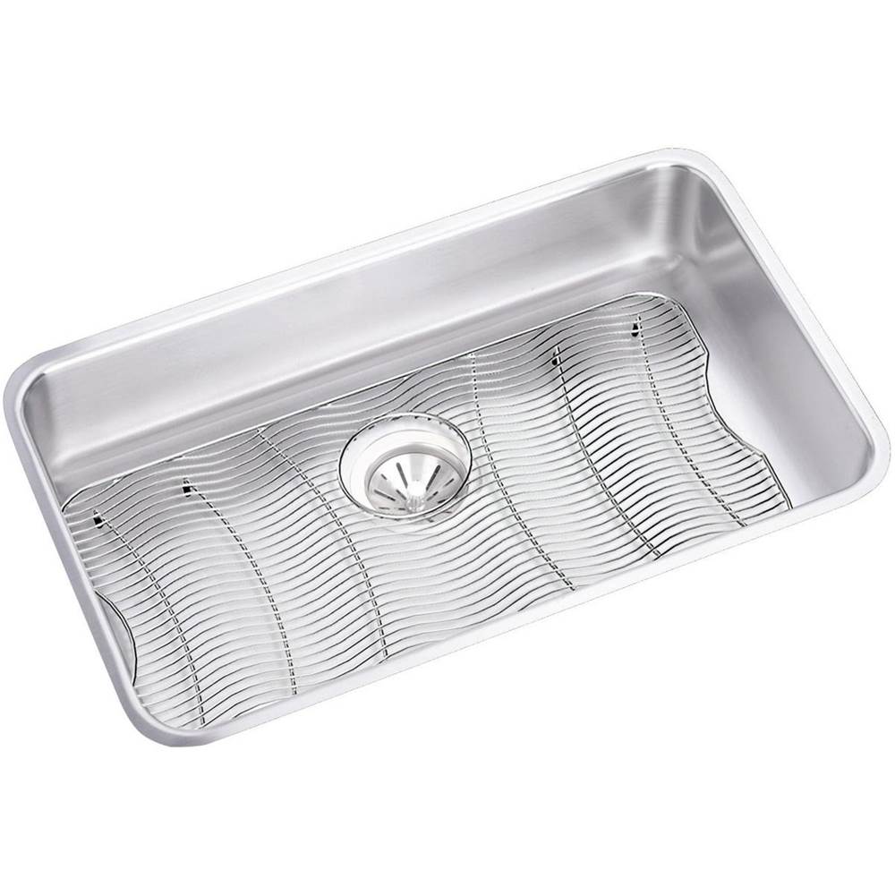 Elkay - 18 Gauge Stainless Steel 30.5'' x 18.5'' x 7.5'' Single Bowl Undermount Kitchen Sink Kit - Lustrous Satin
