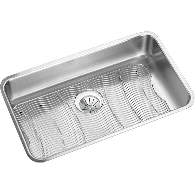 Elkay - 18 Gauge Stainless Steel 30.5'' x 18.5'' x 7.5'' Single Bowl Undermount Kitchen Sink Kit - Lustrous Satin