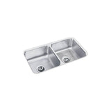 Elkay - 18 Gauge Stainless Steel 31.75'' x 16.5'' x 7.5'' Double Bowl Undermount Kitchen Sink Kit - Lustrous Satin