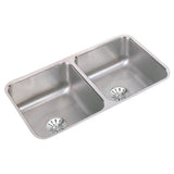 Elkay - 18 Gauge Stainless Steel 31.75'' x 16.5'' x 7.5'' Double Bowl Undermount Kitchen Sink Kit - Lustrous Satin