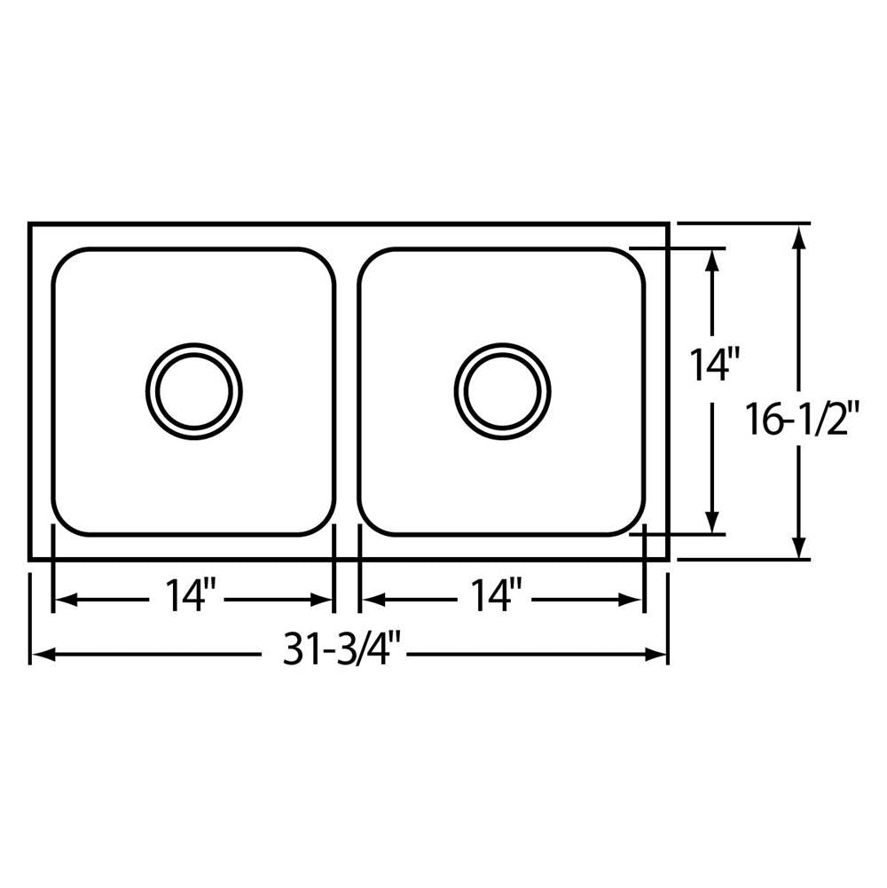 18 Gauge Stainless Steel 31.75'' x 16.5'' x 7.5'' Double Bowl Undermount Kitchen Sink