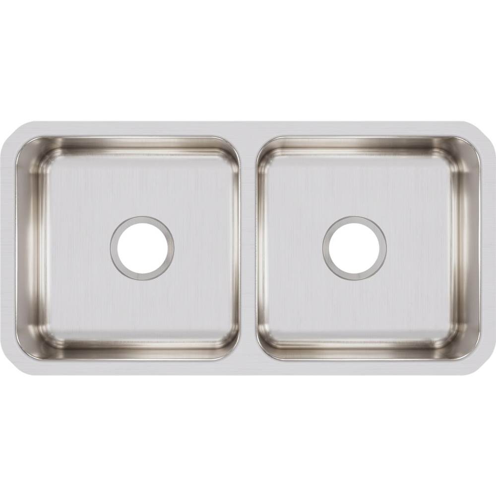 18 Gauge Stainless Steel 31.75'' x 16.5'' x 7.5'' Double Bowl Undermount Kitchen Sink