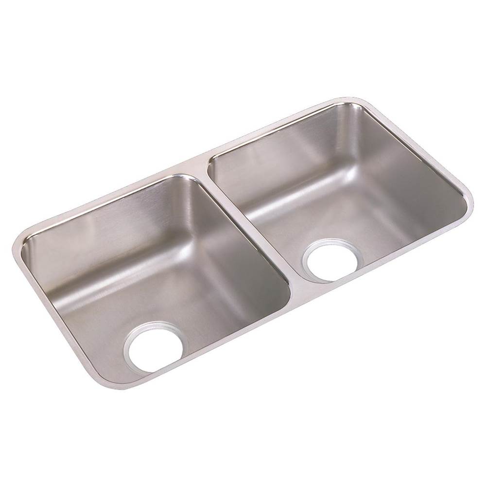 Elkay - 18 Gauge Stainless Steel 31.75'' x 16.5'' x 7.5'' Double Bowl Undermount Kitchen Sink - Lustrous Satin