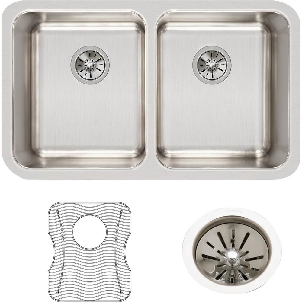 18 Gauge Stainless Steel 30.75'' x 18.5'' x 10'' Double Bowl Undermount Kitchen Sink Kit