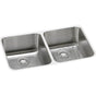 Elkay - 18 Gauge Stainless Steel 30.75'' x 18.5'' x 10'' Double Bowl Undermount Kitchen Sink Kit - Lustrous Satin